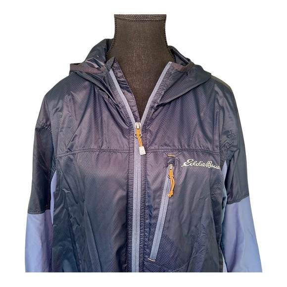 Eddie Bauer Men’s Radius Hybrid Jacket, Windbreaker,Blue, Size Large, Hooded EUC - Picture 3 of 8
